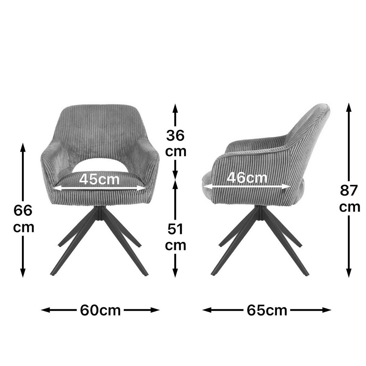 DREHSTUHL Mika-Nils - Hellgrau/Schwarz, Textil/Metall (60/87/65cm) - DUBI Möbel
