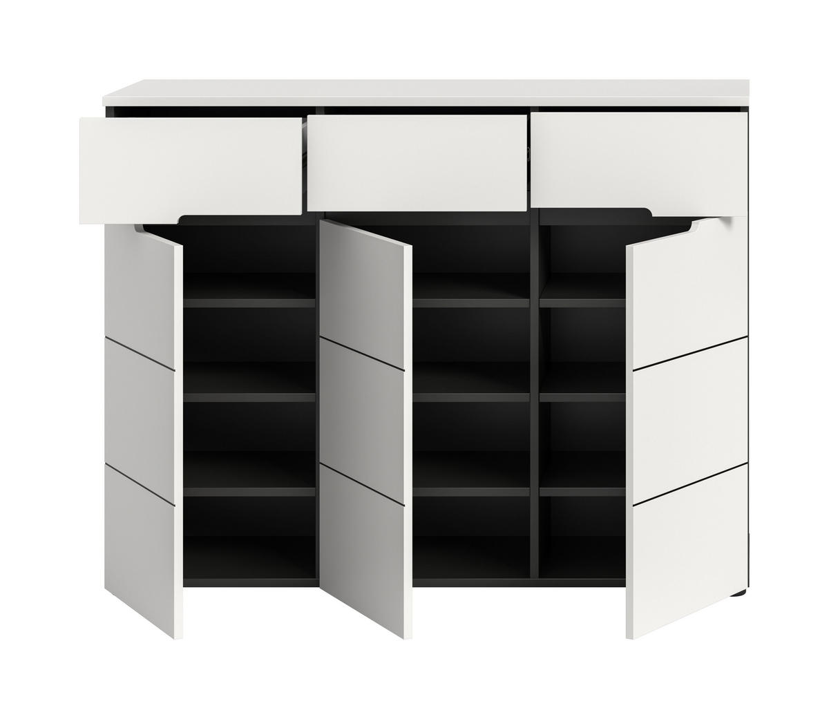 SCHUHKOMMODE CANU (B/H/T: ca. 120/94/37 cm) in Basalt grau/weiß - Grau, Holzwerkstoff (120/94/37cm)