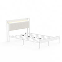 POLSTERBETT 140/190 cm mit LED und Ladestation, DE-41903, in Weiß - Weiß, Metall (140/190cm) - ComfortXL