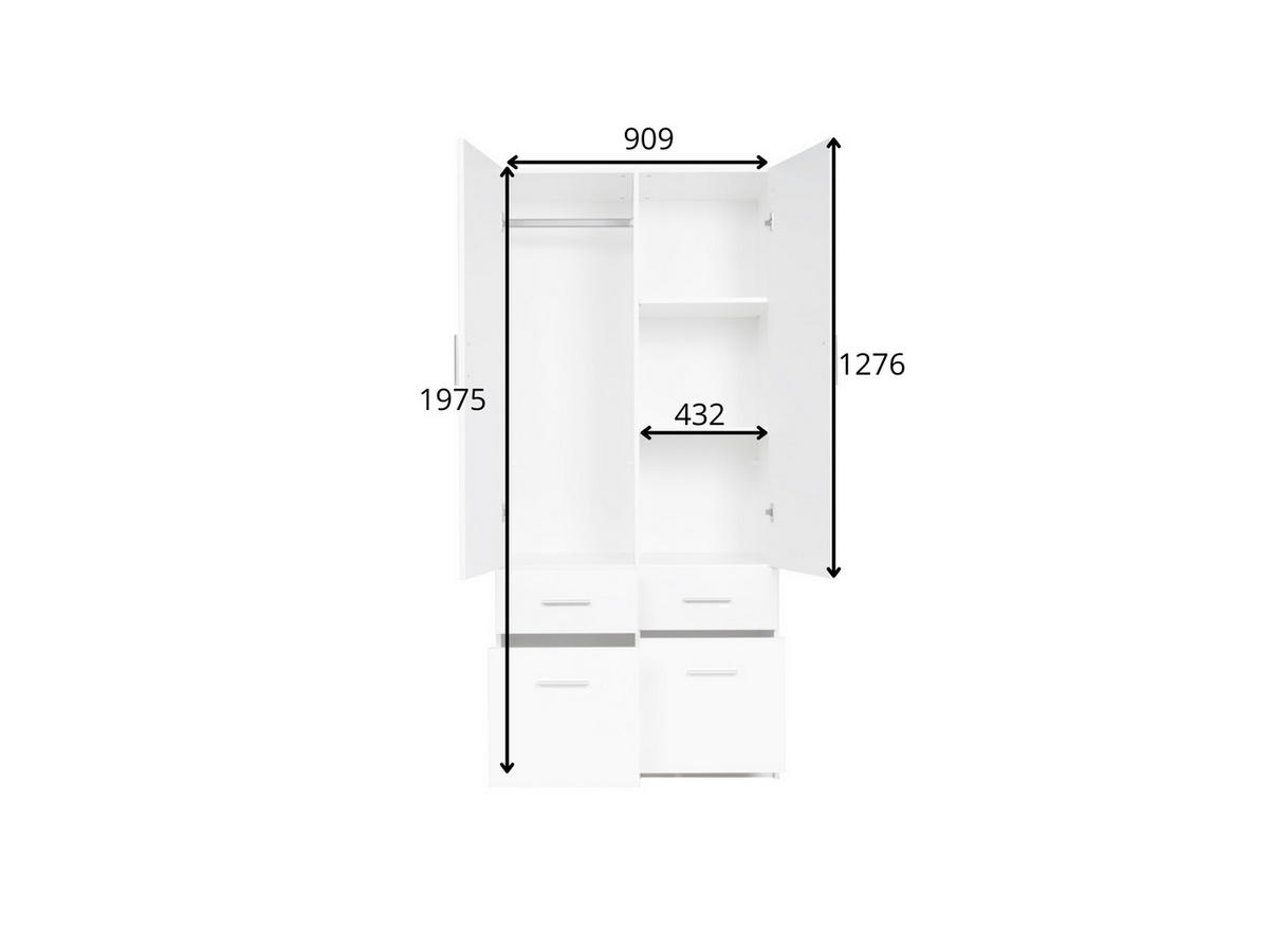 KLEIDERSCHRANK Weiß 91/197/52 - Weiß, Holzwerkstoff (91/197/52cm) - RAUMHIRSCH FURNITURE