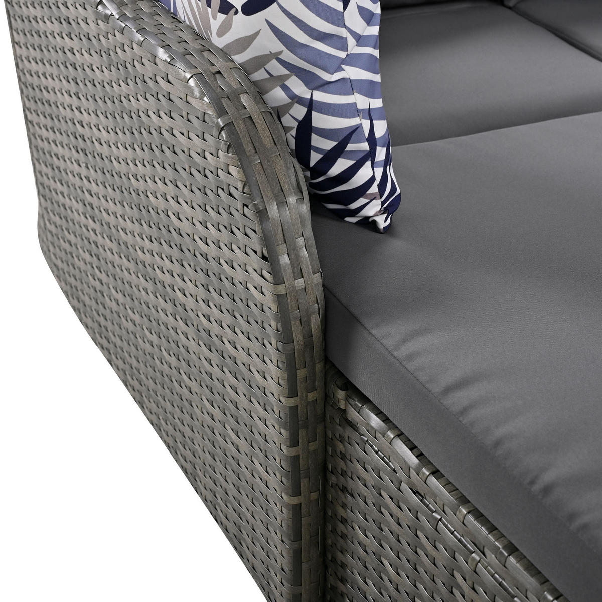 SONNENINSEL Gartenlounge PE-Rattan Doppel-Lounge Verstellbar Grau - Grau, Metall (130/126/203cm) - FLIEKS