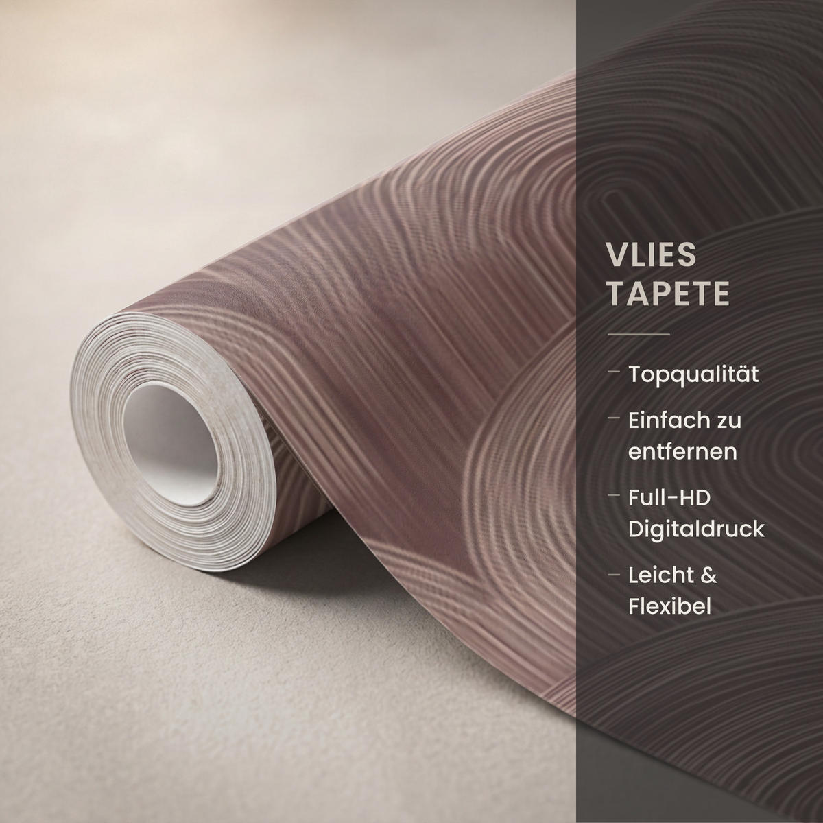 TAPETE - Rhythmic - Aufschlag - Braun - 400x220 cm - Dunkelbraun, Papier (400/220cm) - OnlyWow