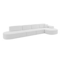 ECKSOFA Ottomane Rechts MARI-L3 - 402x163x73,5 cm Weiß Bouclé - Schwarz/Weiß, Holzwerkstoff/Kunststoff (402/163cm) - ALTDECOR