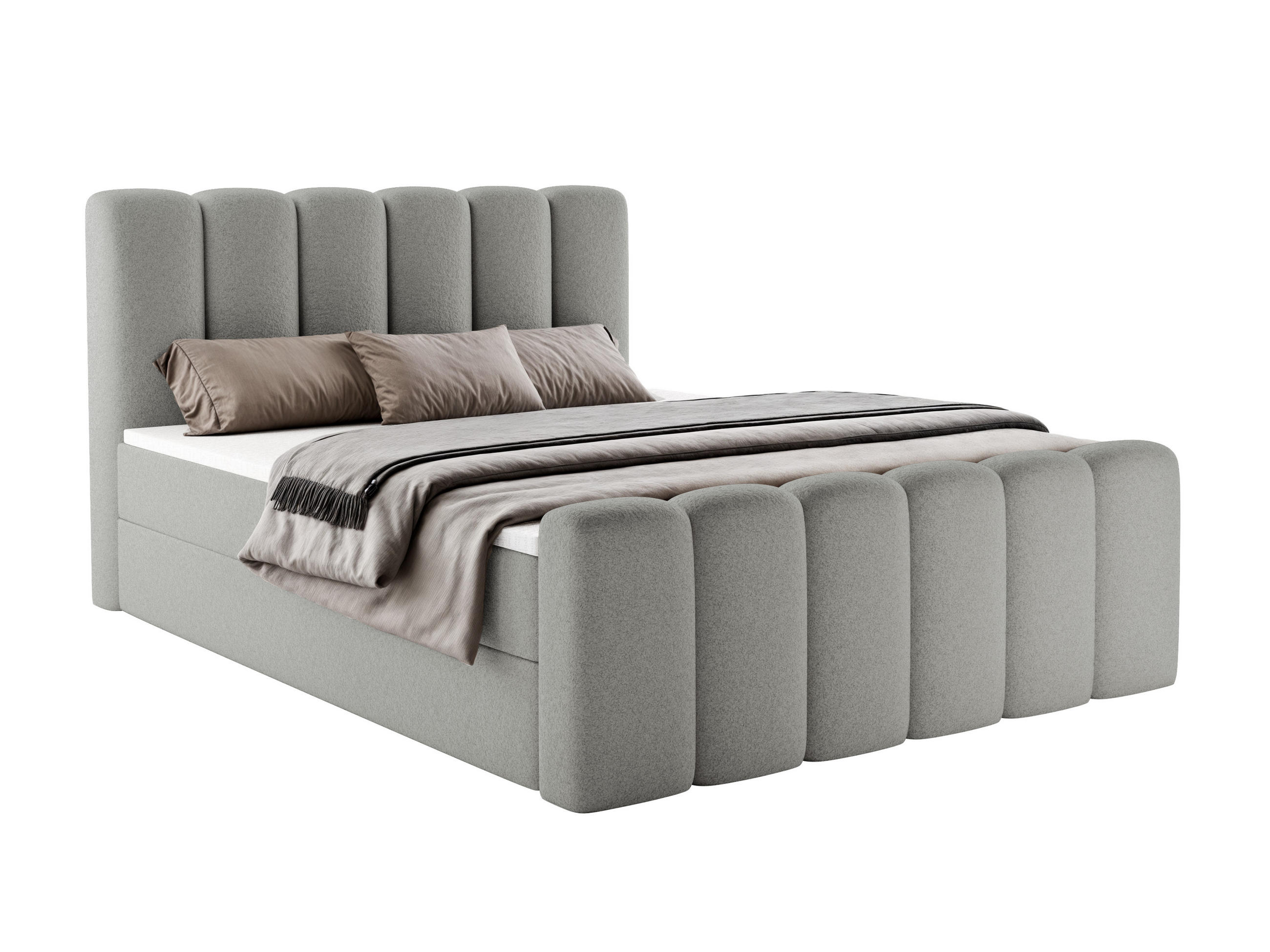 BOXBETT Nola mit Topper Hellgrau 200x200 - Hellgrau, Textil (200/200cm) - Luxkor24