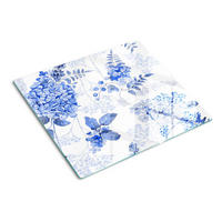 GLASPLATTE 60x52 cm Blumenmuster - Blau, Glas (60/0.4/52cm) - TULUP