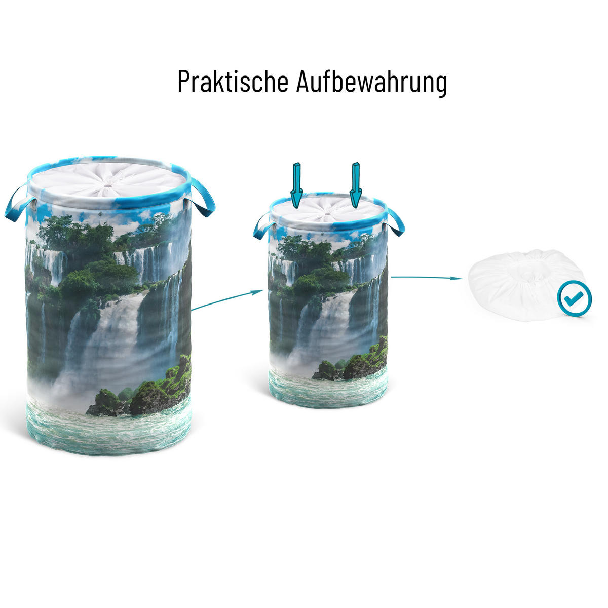 WÄSCHEKORB Wasserfall - Blau, Textil (37/55/55cm) - Sanilo