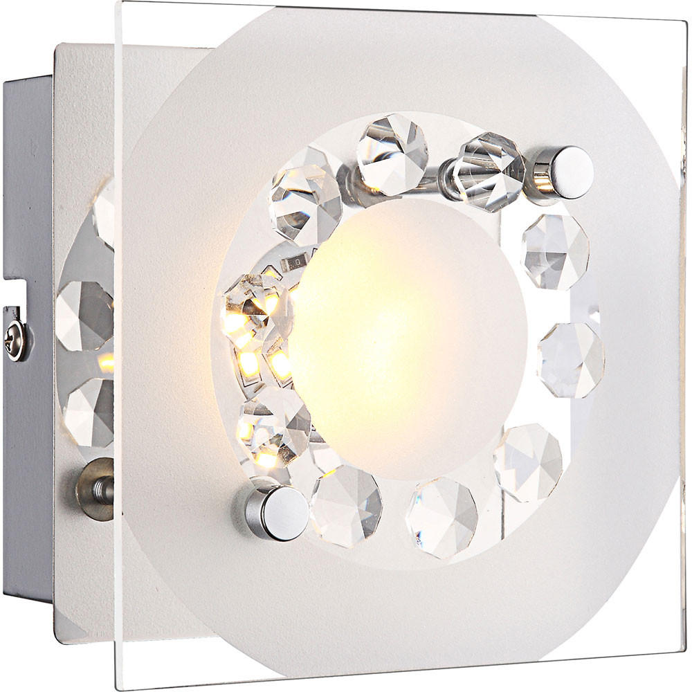 LED WANDLEUCHTE Metall Kristalloptik Silber - Silberfarben, Glas (12/9.5/12cm) - Globo Lighting
