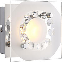 LED WANDLEUCHTE Metall Kristalloptik Silber - Silberfarben, Glas (12/9.5/12cm) - Globo Lighting