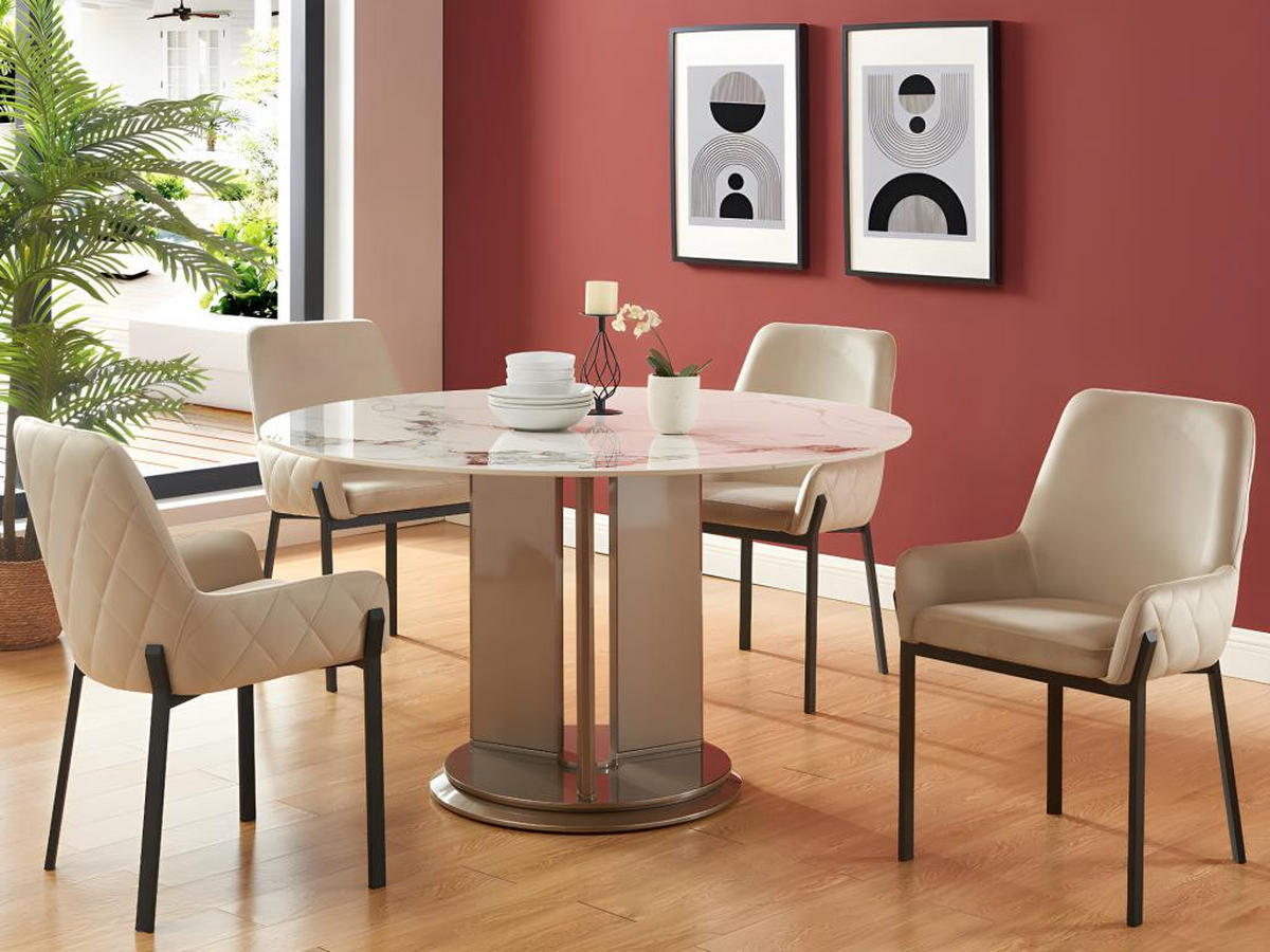 STUHL mit Armlehnen 6er-Set - Samt & Metall - Beige - CAROLONA - Beige, Textil (60.5/85/57cm) - Pascal Morabito