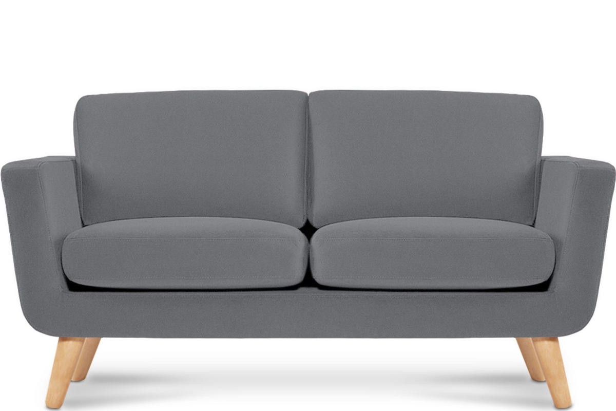 2-SITZER-SOFA TAGIO mit Armlehnen, grau - Braun/Grau, Buchenholz/Textil (153/80/84cm) - KONSIMO®