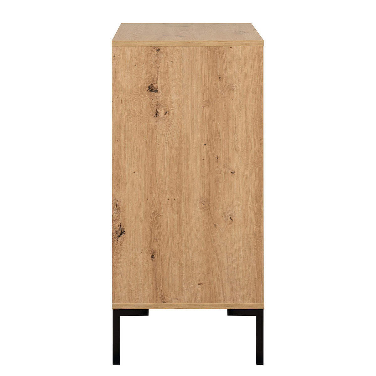 KOMMODE mit Türen - Eichefarben/Schwarz, Holzwerkstoff/Metall (81/87/40cm) - home24