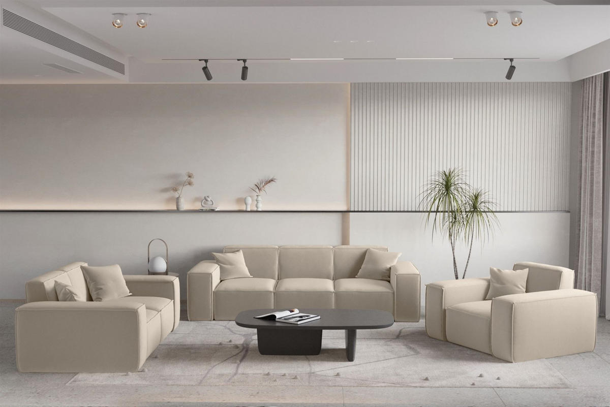 SOFA Celes Premium 2-sitzer Opera Velvet - Beige, Holzwerkstoff/Textil (186/73/88cm) - Fun Möbel