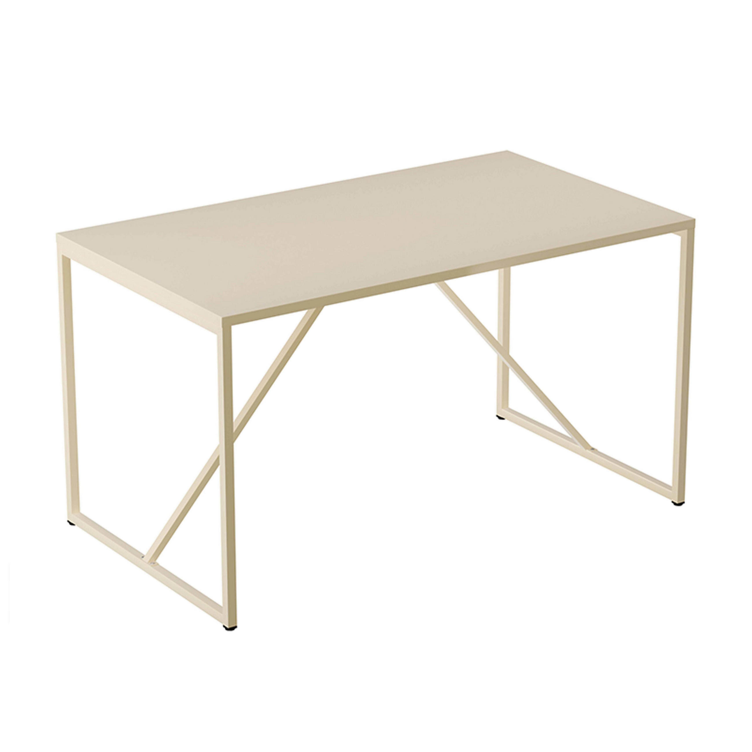 ESSTISCH, Ekru - Weiß, Metall (120/80/78cm) - Oviala