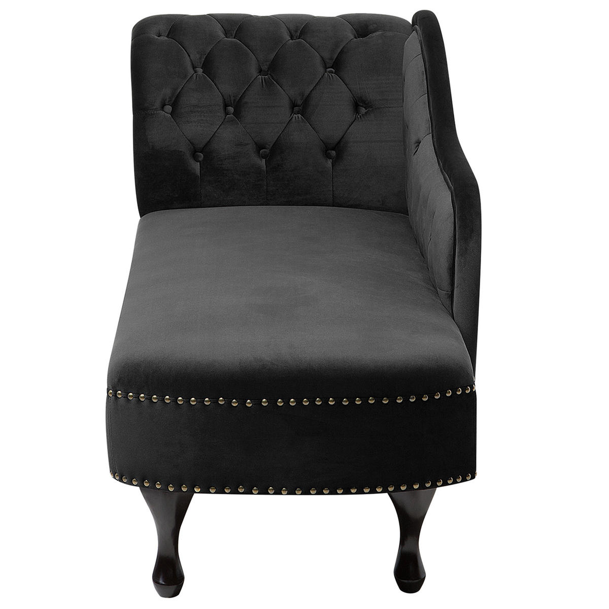 CHAISELONGUE Samtstoff schwarz linksseitig Nimes - Schwarz, Textil (170/79/61cm) - Beliani