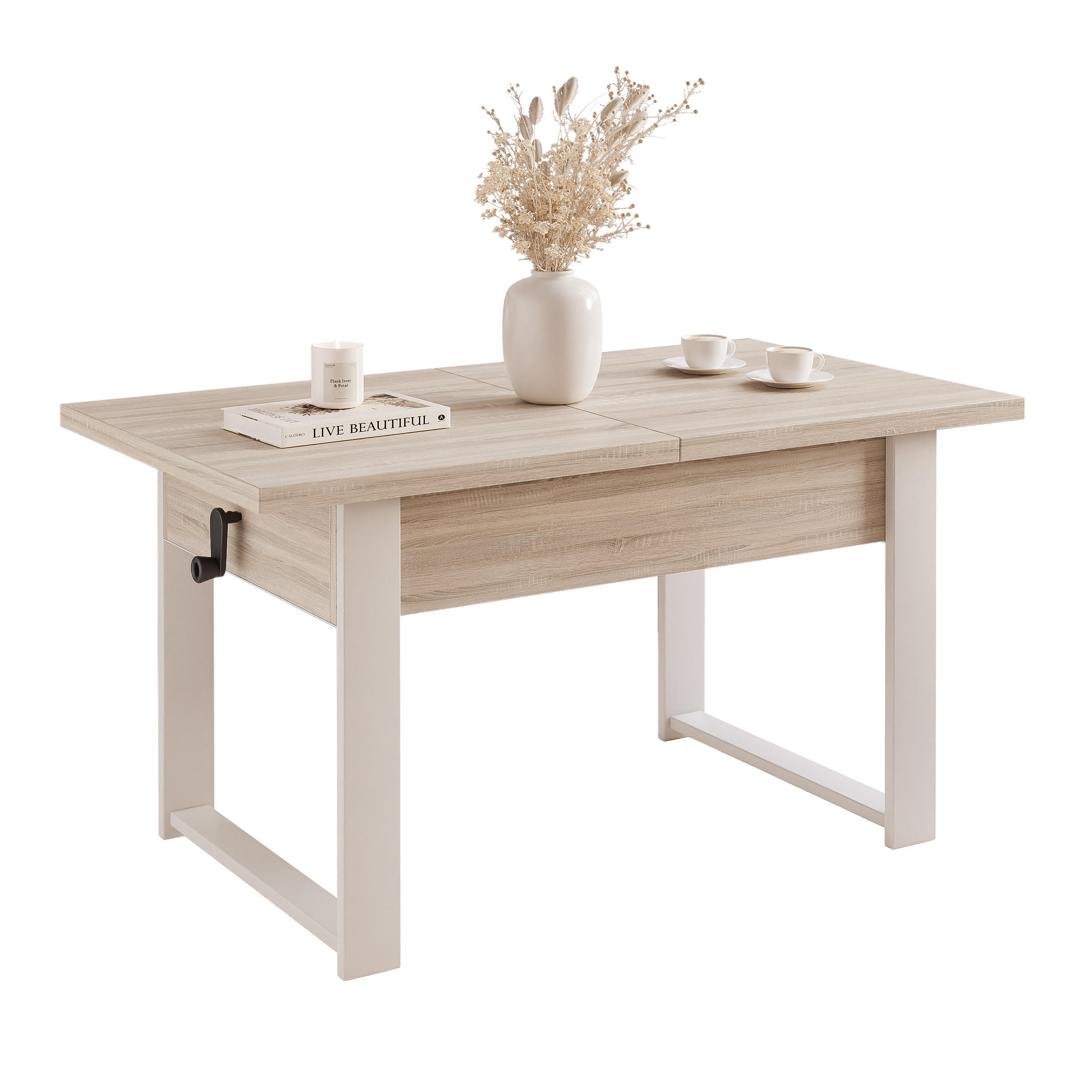 COUCHTISCH TIVOR Multifunktionalität 3-in-1 - Kaschmir/Sonoma Eiche, Holzwerkstoff/Metall (67/120/63.5cm) - Idohome