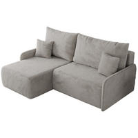 ECKSCHLAFSOFA ARPA L Hellgrau Plüsch - links - Hellgrau/Schwarz, Kunststoff/Textil (198/150cm) - MKS
