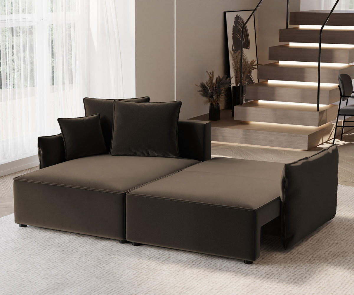 ECKSOFA LEON mit Schlaffunktion und Bettkasten Braun - Braun, Holzwerkstoff/Kunststoff (250/90cm) - Idohome