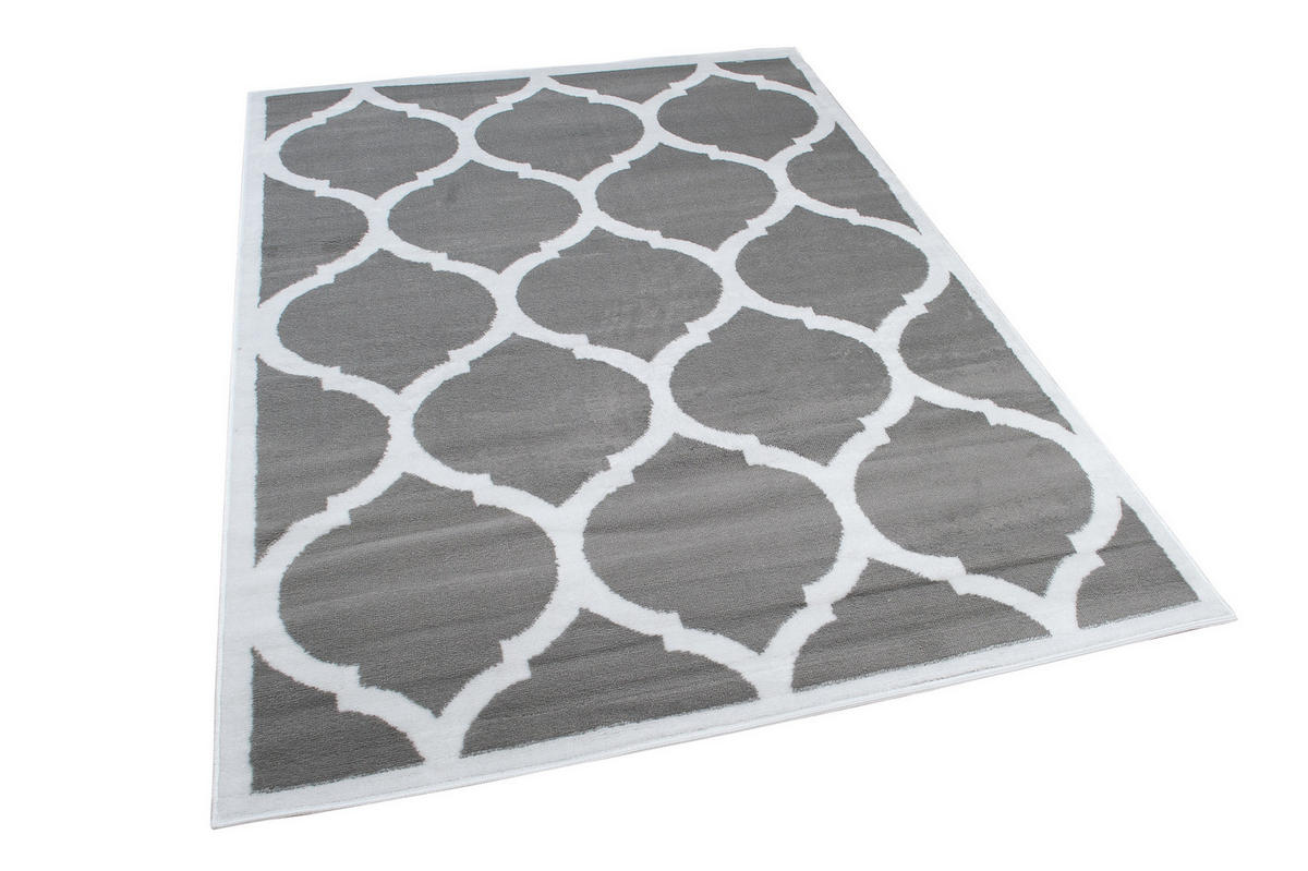 TEPPICH LUXURY Grau Marokkanisch Gitter 250/350 cm - Grau, Textil (250/350cm) - Tapiso