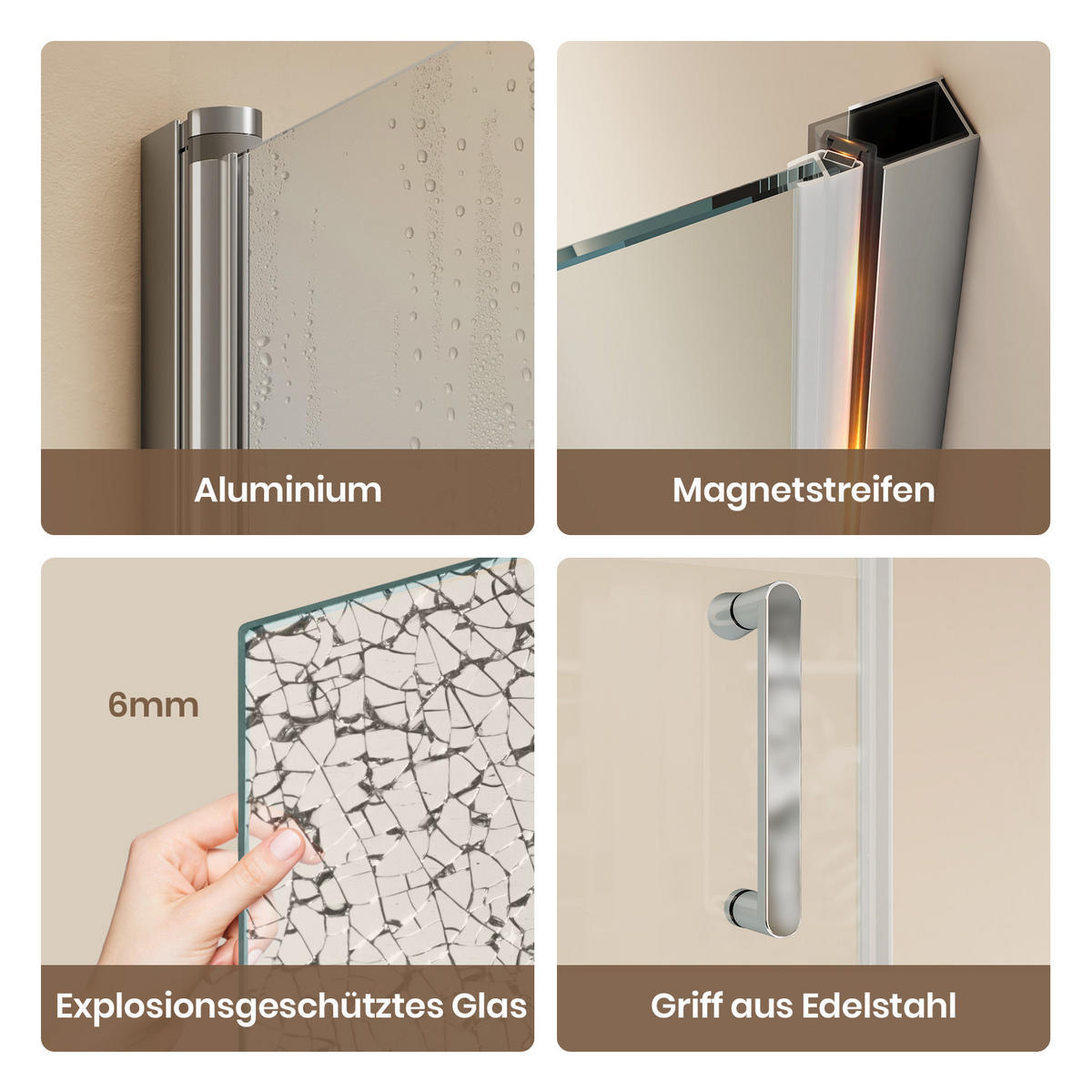DUSCHTRENNWAND Drehfalttür Chrom 80/195 cm - Chromfarben, Glas (80/195cm) - EMKE