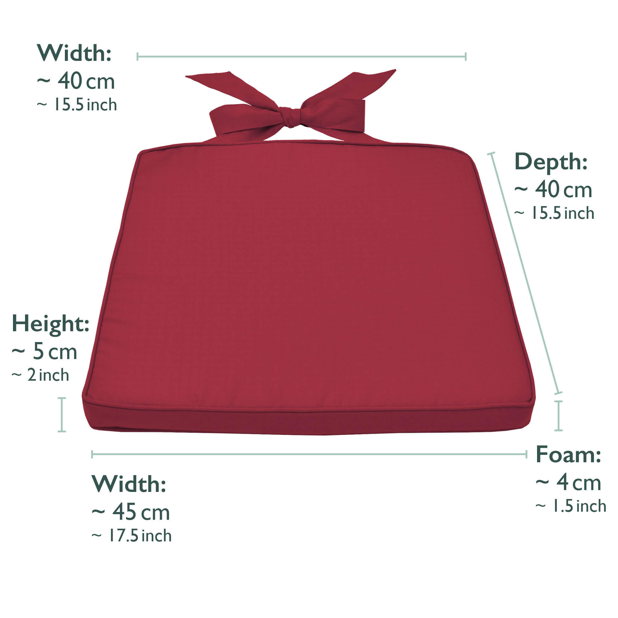 STUHLKISSEN Pia 45/40/5 cm Rot 4tlg - Rot, Textil (40/45cm) - Beautissu 