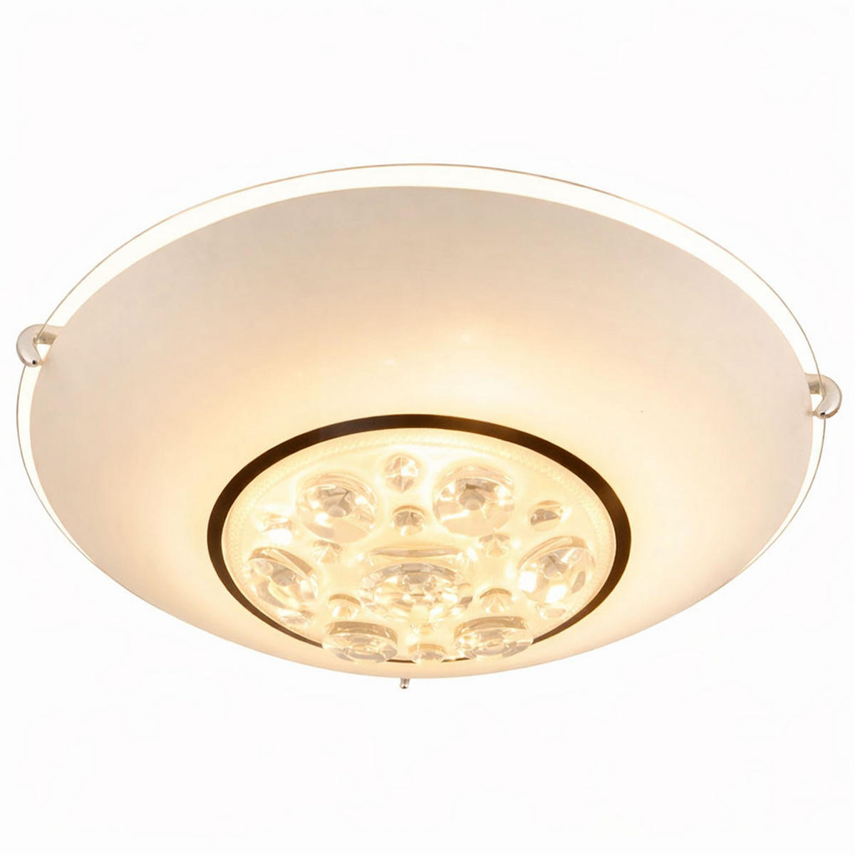 LED DECKENLEUCHTE Metall Kristalloptik Silber - Silberfarben, Glas (25/25/10cm) - Globo Lighting