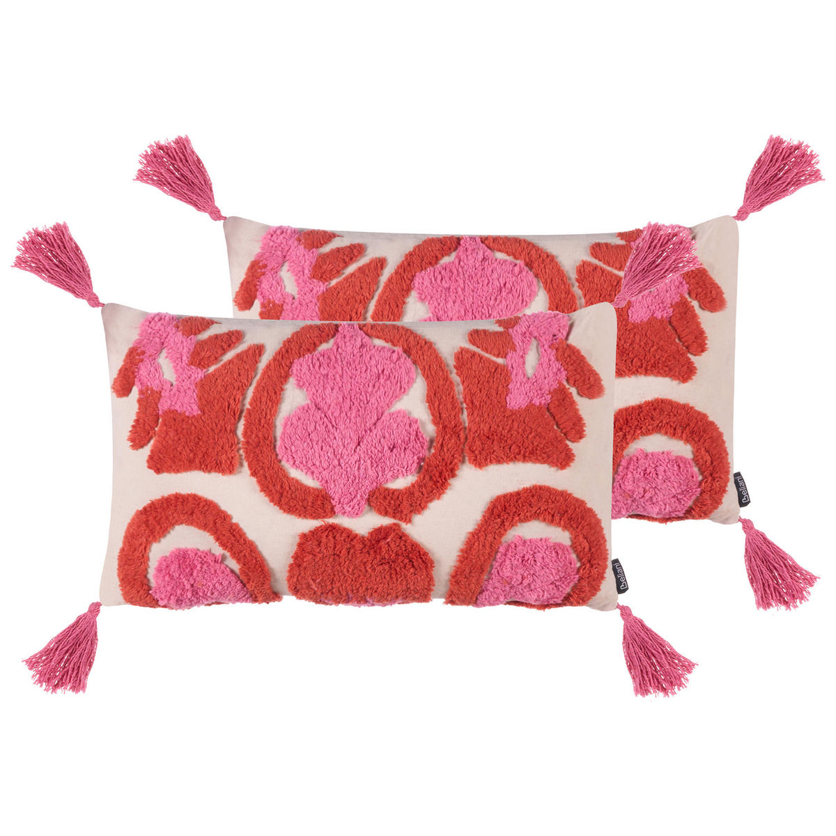 DEKOKISSEN 2er-Set Rosa 30/50 cm Fraksinus - Pink/Rot, Textil (50/30cm) - Beliani