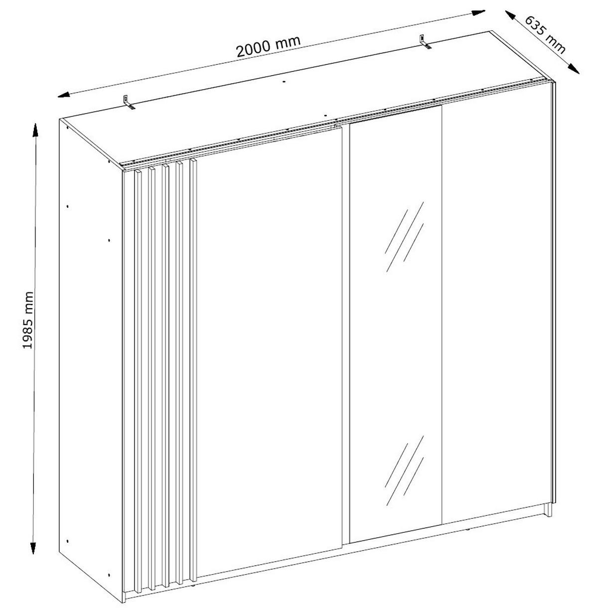 SCHWEBETÜRENSCHRANK Bayadero schwarz 200 cm / 63 cm / 199 cm - Schwarz/Braun, Holz/Holzwerkstoff (200/198/63cm) - Feldmann-Wohnen