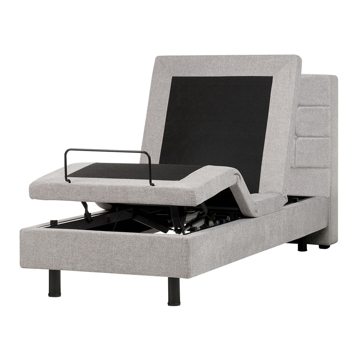 POLSTERBETT verstellbar 80/200 cm Grau Duke - Hellgrau, Textil (80/200cm) - Beliani