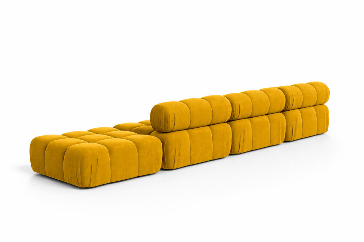 ECKSOFA L-Form XL, Stoff Velours Salvador, Gelb, Links, Selia L XL - Gelb, Holz (380/160cm) - Kaiser Möbel