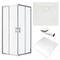 DUSCHSET Hela Vidar Chrom/Weiß/Transparent, 2-teilig, quadratisch, 80/80/193 cm - Weiß, Glas (80/80/193cm) - bad land
