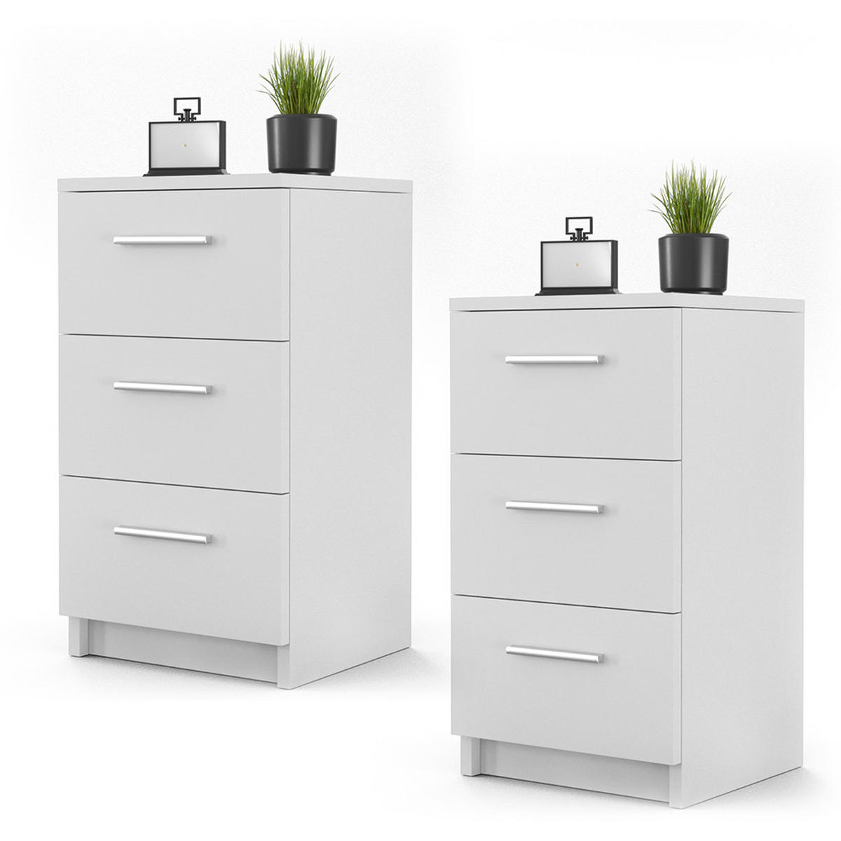 NACHTTISCH Weiß 38 x 66 cm 2er Set - Weiß, Holzwerkstoff (38/66/35cm) - Vicco