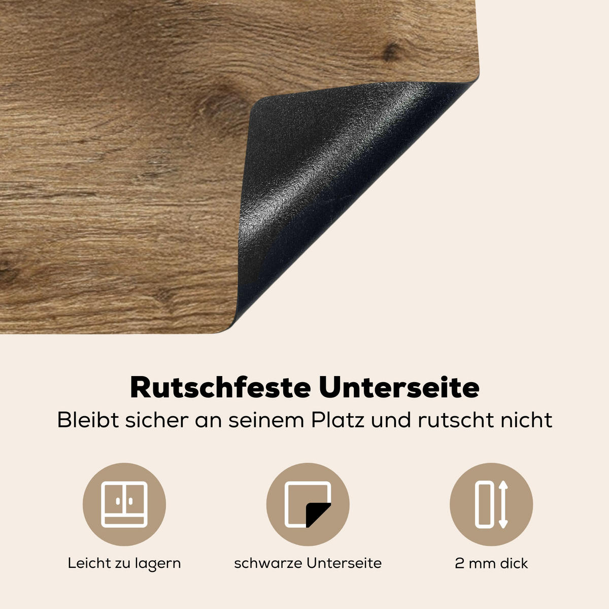 HERDABDECKPLATTE Holz - Braun - Holzoptik Induktionsschutz 91.6x52.7 cm - Eichefarben, Kunststoff (91.6/52.7/0.2cm) - MuchoWow