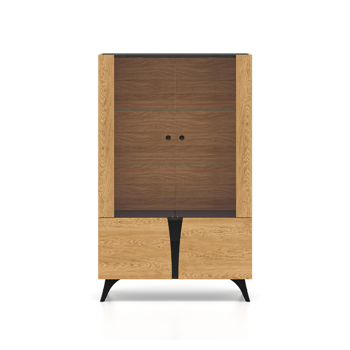 VITRÍNA Soah Dřevo a černá - černá, kompozitní dřevo (95/152/40cm) - Petits-meubles