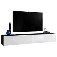 TV-HÄNGEBOARD LORETO, Schwarz, Weiß Hochglanz - Schwarz/Weiß, Holzwerkstoff (200/30/41.5cm) - Komodee