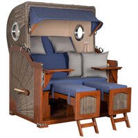 STRANDKORB 2-Sitzer Düne Mahagoni - Blau/Braun, Holz/Metall (125/170/80cm) - Mr. Deko