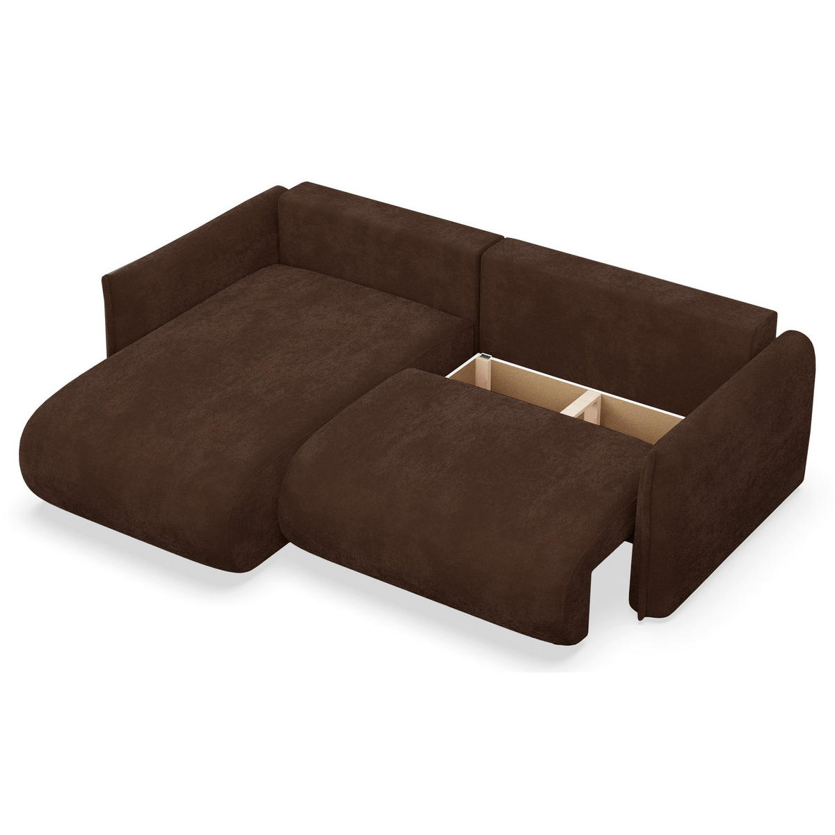 ROHOVÁ SEDAČKA Cushi, levý roh, hnědá žinylka - černá/hnědá, textil/plast (252/183cm) - Selsey