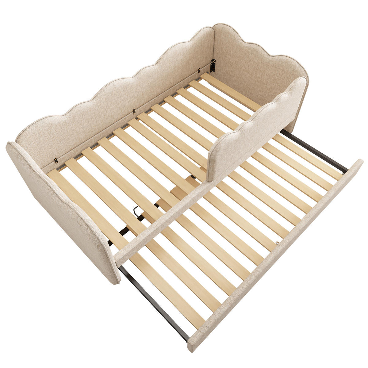 AUSZIEHBETT 90/190 cm DE-00663, in Beige, Tagesbett-Funktion und Lattenrost - Beige, Metall (90/190cm) - ComfortXL