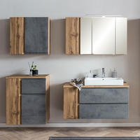 BADMÖBEL-SET 4-TLG. Vasto-03 - Grau, Holzwerkstoff (185/200/47cm) - Lomado