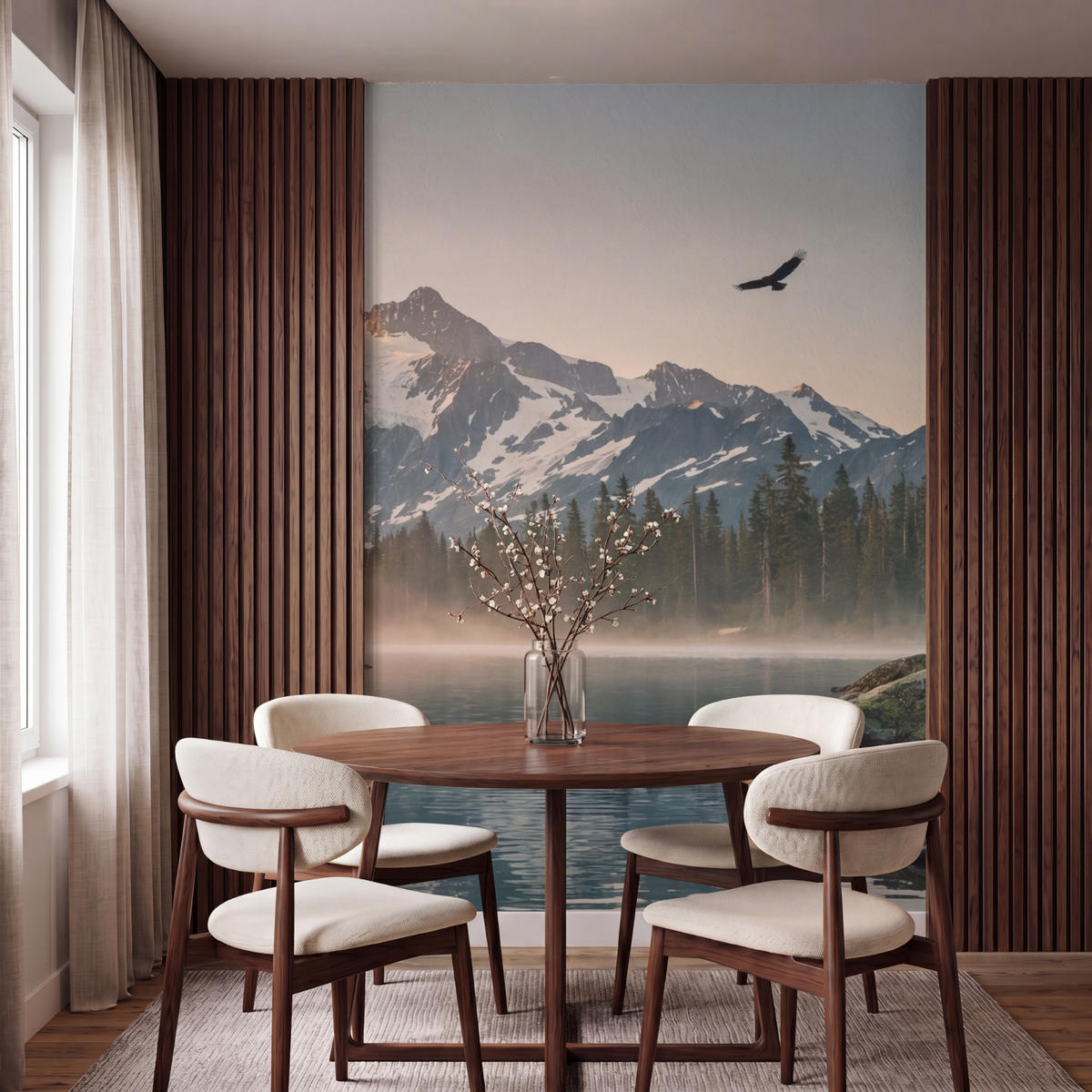 TAPETE - Berge - Wasser - Bäume - 160x240 cm - Multicolor, Papier (160/240cm) - OnlyWow