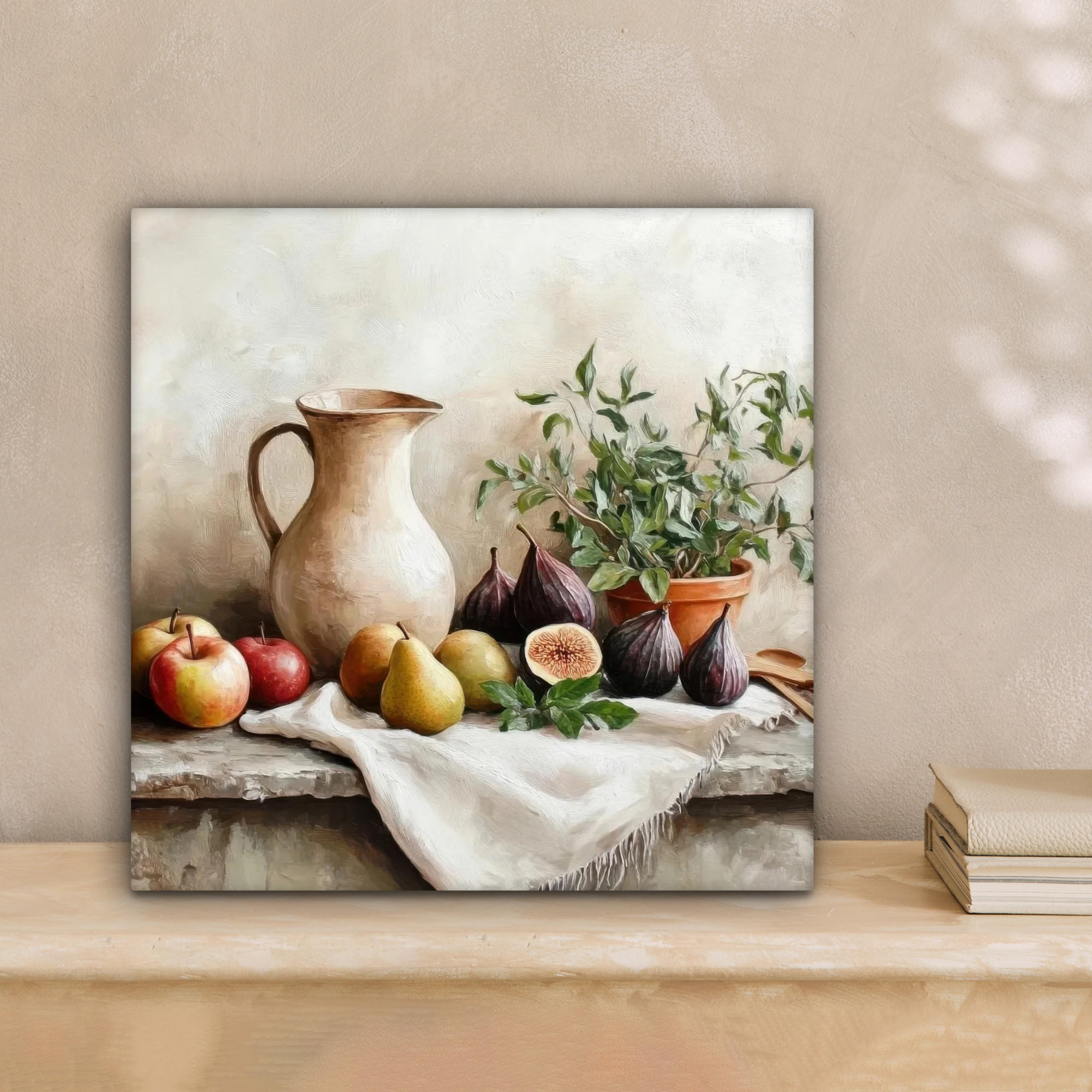 LEINWANDBILD Obst - Kräuter - Ländlich 20x20 cm - Naturfarben, Textil (20/20cm) - MuchoWow