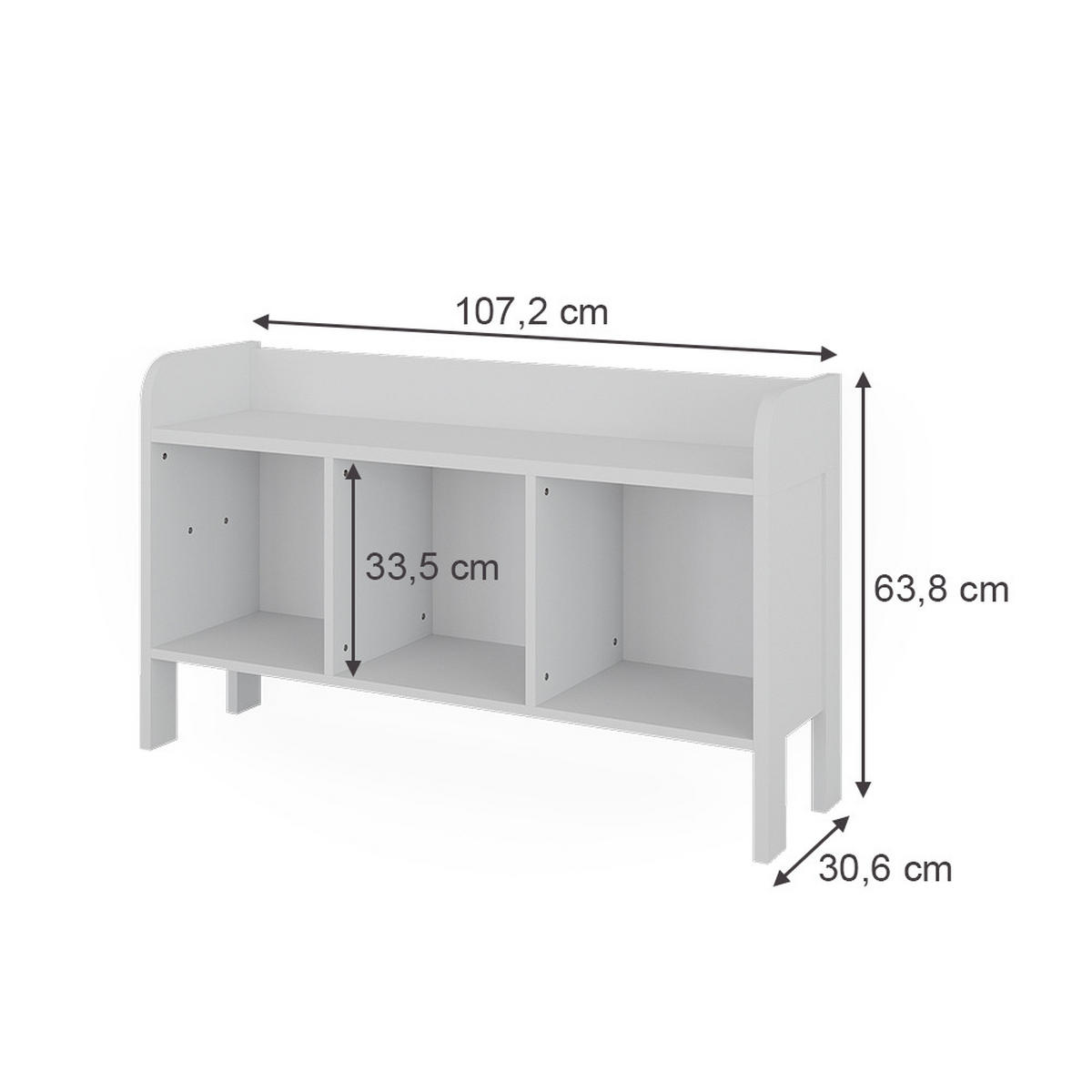 KINDERSITZBANK Ajaton Weiß 107.2 x 63.8 cm - Weiß, Holzwerkstoff (107.2/63.8/30.6cm) - VitaliSpa