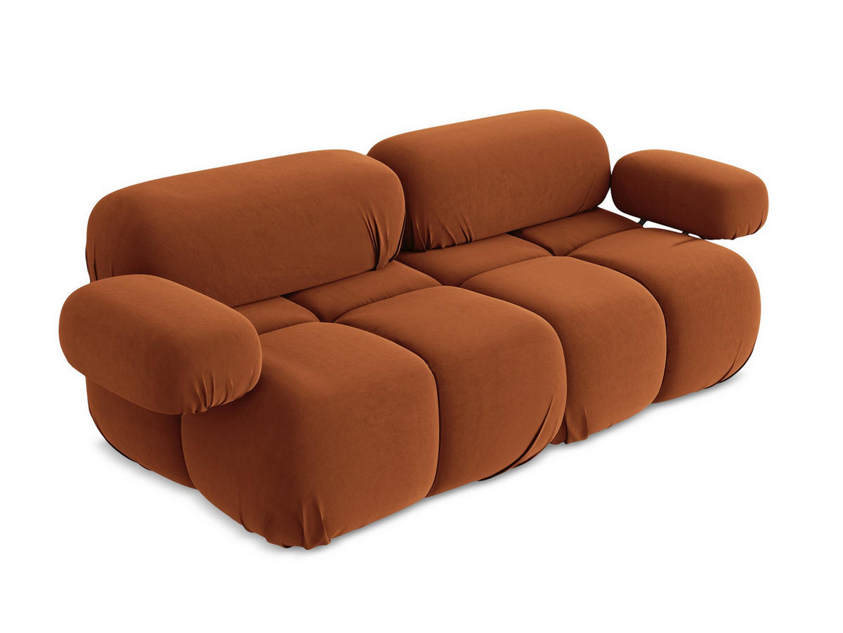 2-SITZER-SOFA Samt Stoff Orange - Beige/Terra cotta, Kunststoff/Textil (190/70/96cm) - Makamii