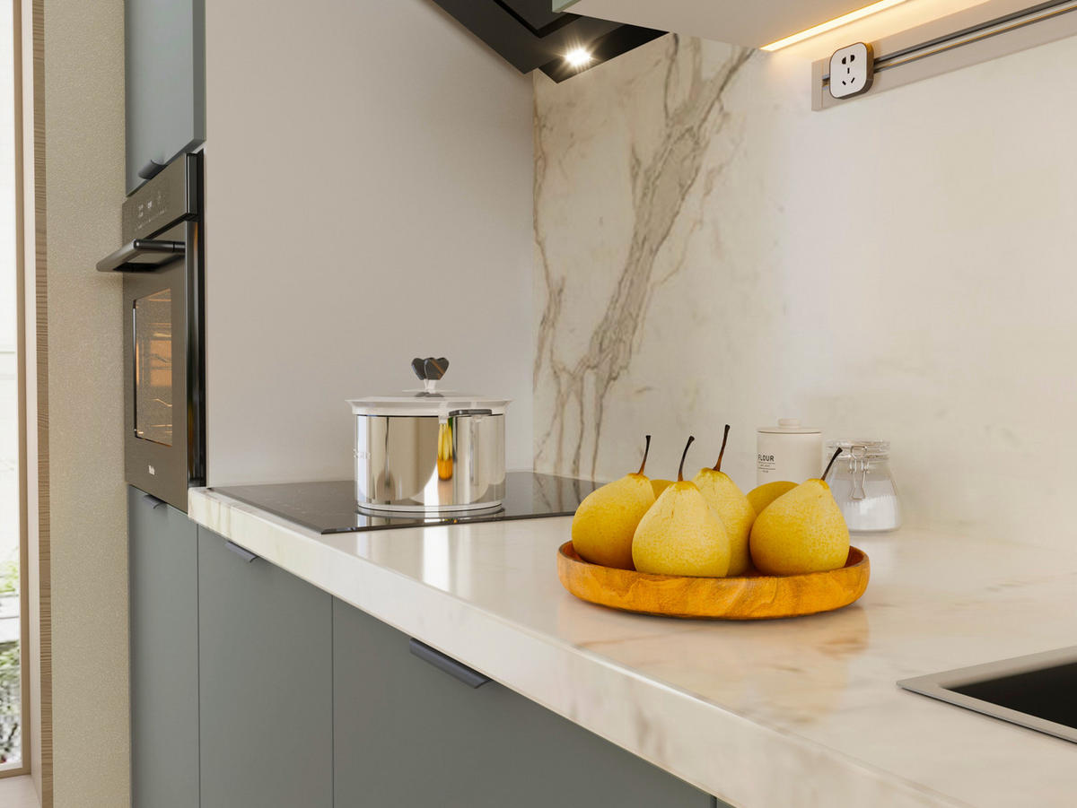 KÜCHENZEILE 240 cm Livaro – KU-S21 – Grün Matt / Weiß - Weiß/Grün, Holzwerkstoff (240/247/60cm) - hi-markt