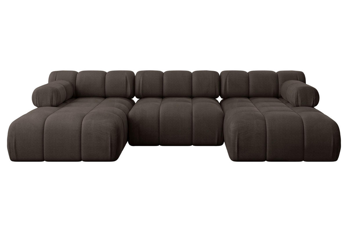 WOHNLANDSCHAFT modulares Sofa Tesso-U1 - 285x160x70 cm Braun Velours - Braun, Holzwerkstoff/Textil (285/70/160cm) - ALTDECOR