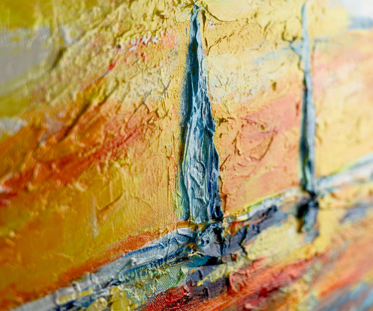 GEMÄLDE Meer Mirage Schattenfugenrahmen Blau 140x70 cm - Blau, Holz (140/70cm) - YS-art gallery