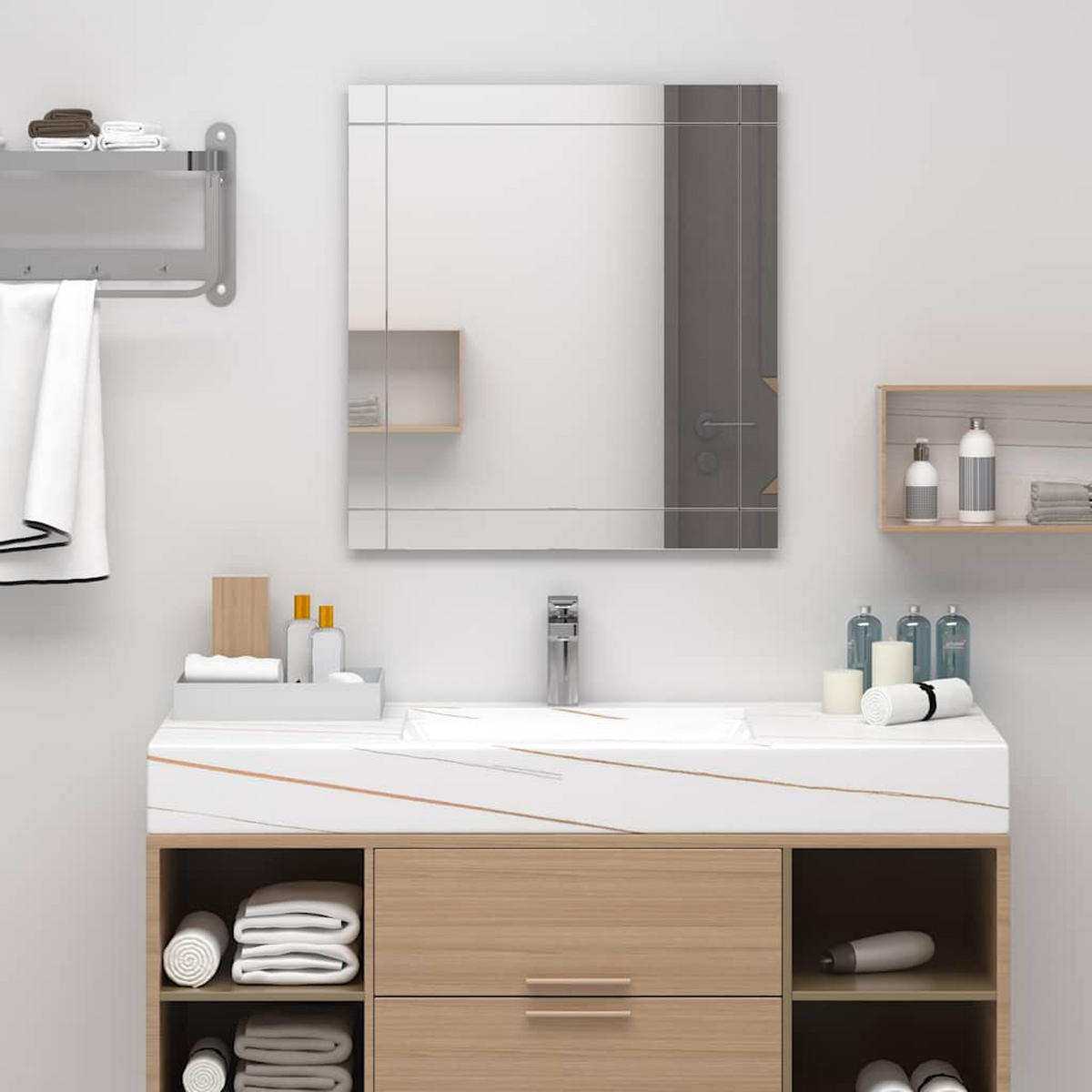 WANDSPIEGEL 100x60 cm Glas - Silberfarben, Glas (60/100/1cm) - furnicato