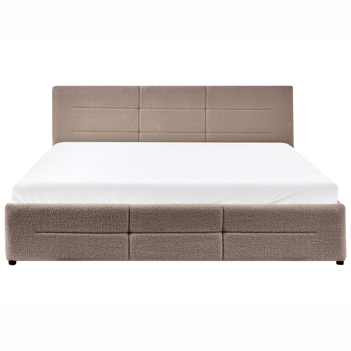 BETT mit Stauraum 180/200 cm Bouclé Taupe Massognes - Taupe, Textil (180/200cm) - Beliani