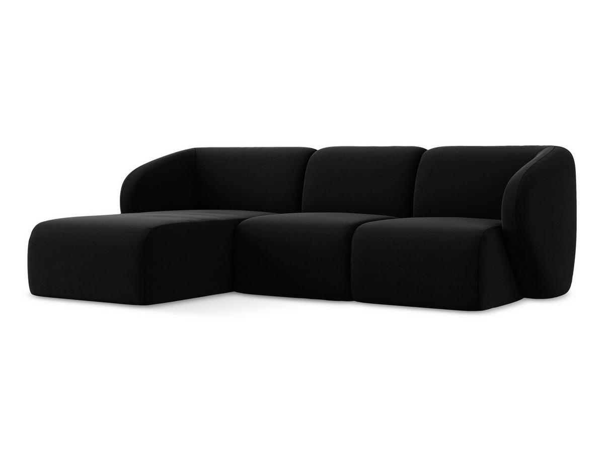 ECKSOFA Links Samt Stoff Schwarz - Schwarz, Holzwerkstoff/Kunststoff (248/166cm) - Makamii