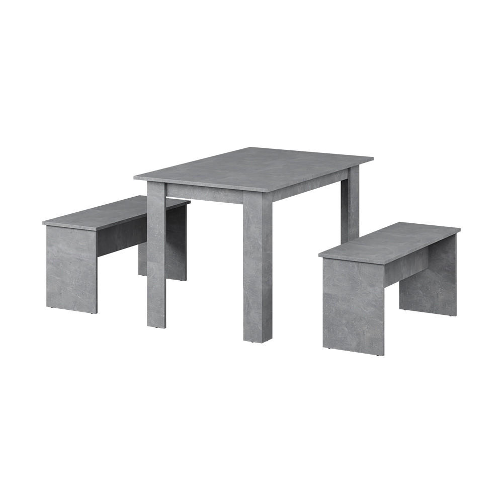 ESSTISCH SET Sentio Beton 112 x 73.6 cm mit 2 Bänken - Grau, Holzwerkstoff (112/73/73.6cm) - Vicco