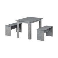 ESSTISCH SET Sentio Beton 112 x 73.6 cm mit 2 Bänken - Grau, Holzwerkstoff (112/73/73.6cm) - Vicco